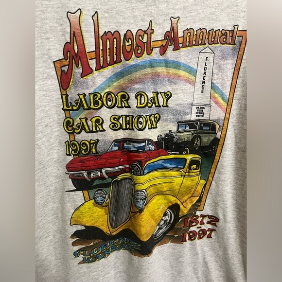 Vintage 90s Kansas Labor Day Car Show Fruit Of the Loom Tshirt Size XXL - Picture 2 of 2